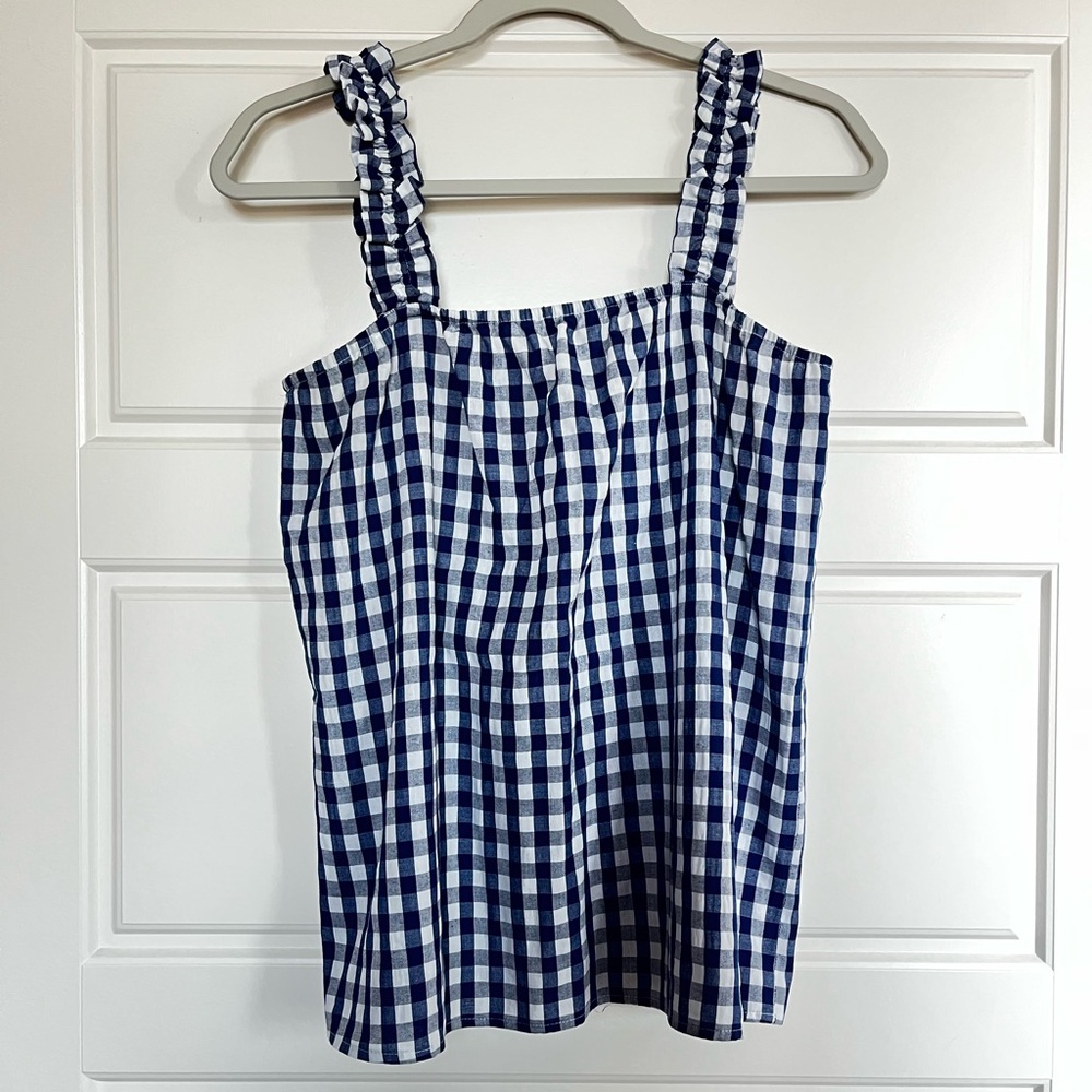 Collective Concepts Gingham Tank Top with Ruffle Straps